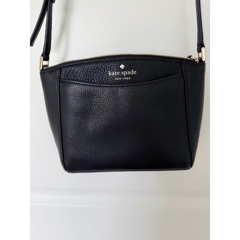 Kate Spade New York Black Pebbled Leather Crossbody Bag Gold Hardware